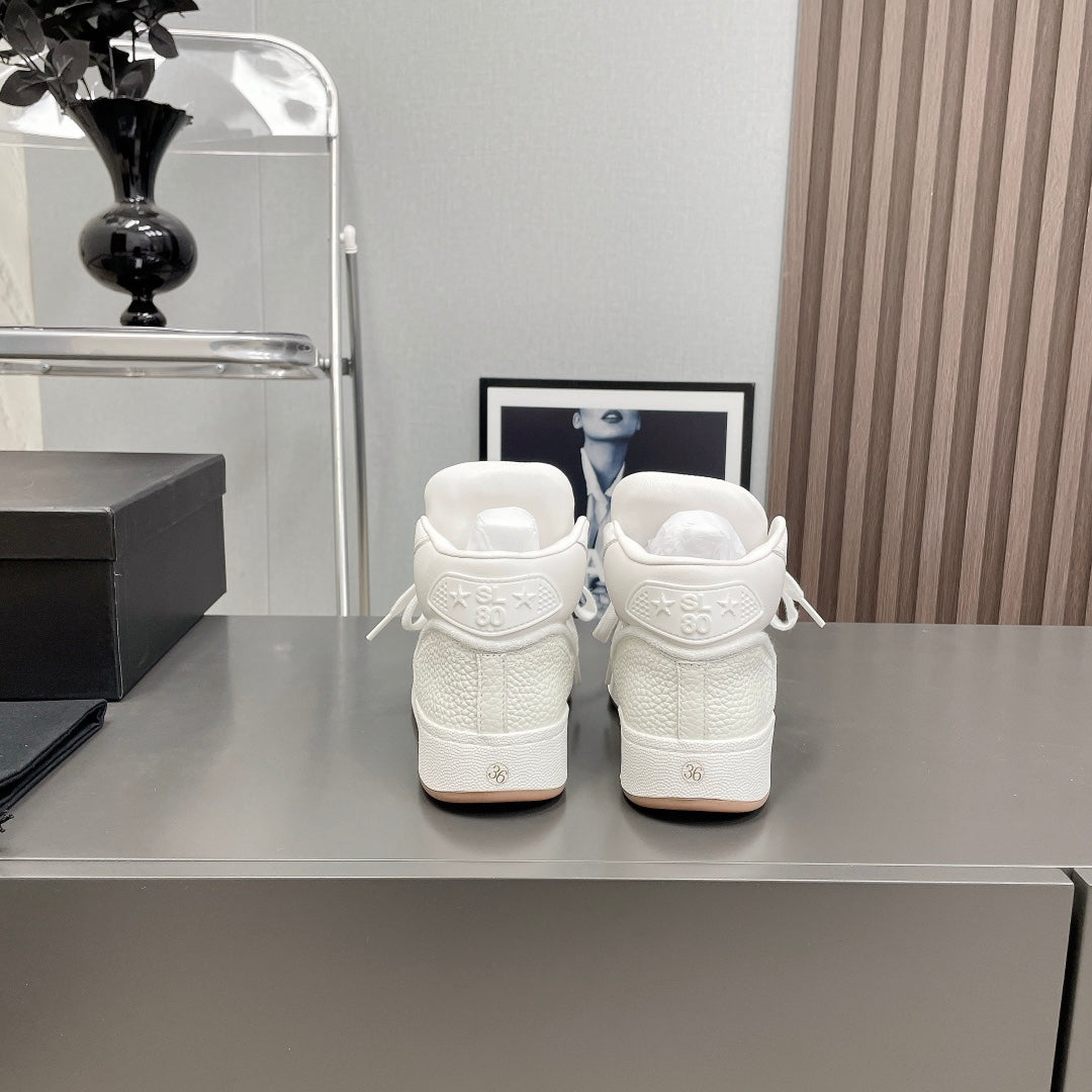 LOUIS VUITTON HIGH-TOP SNEAKERS IN WHITE CALFSKIN