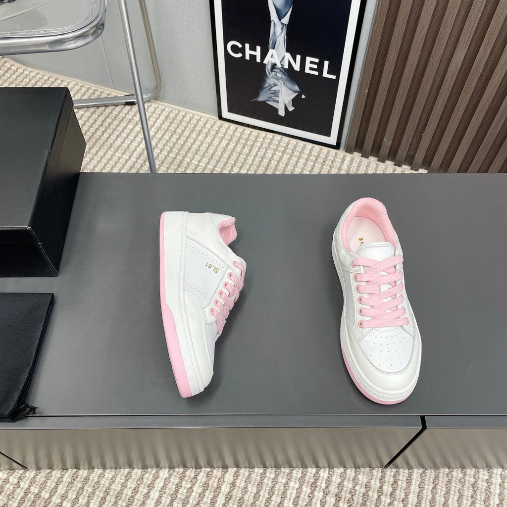 LOUIS VUITTON SL/61 SNEAKERS IN WHITE MIX LIGHT PINK CALFSKIN