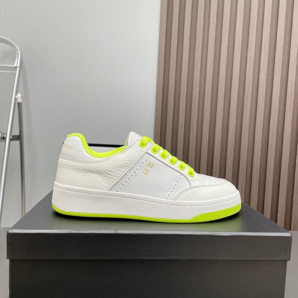 LOUIS VUITTON SL/61 SNEAKERS IN WHITE MIX NEON YELLOW CALFSKIN