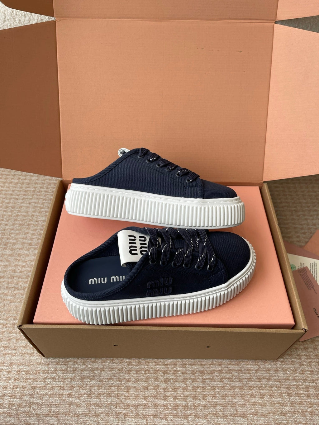 WASH SNEAKER MULES IN DARK NAVY DENIM