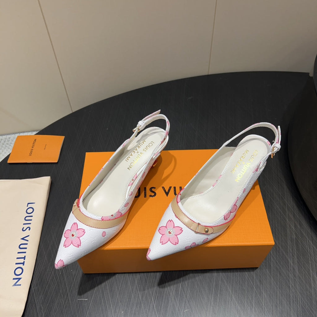LOUIS VUITTON LV HIGH SLINGBACK 25S 55 MM IN WHITE CALFSKIN