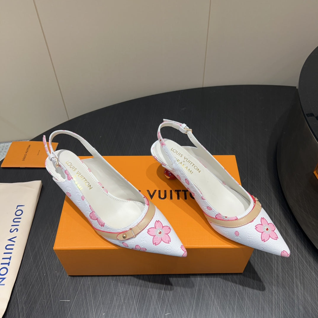 LOUIS VUITTON LV HIGH SLINGBACK 25S 55 MM IN WHITE CALFSKIN