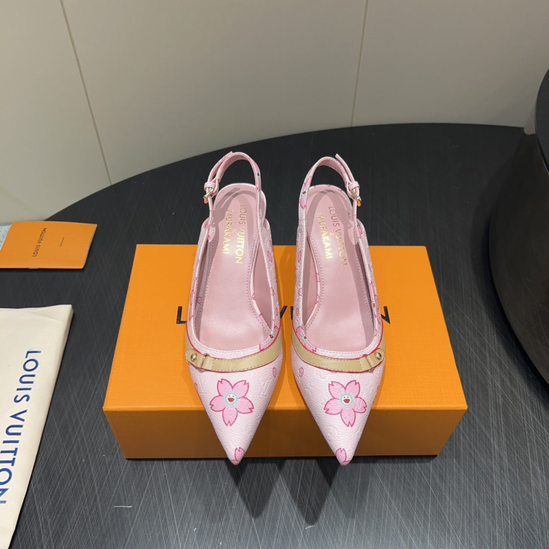LOUIS VUITTON LV HIGH SLINGBACK LOGO PRINT 25S 55 MM IN LIGHT PINK CALFSKIN