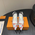 LOUIS VUITTON LV HIGH SLINGBACK LOGO AND CHERRY PRINT 25S 55MM IN WHITE DENIM