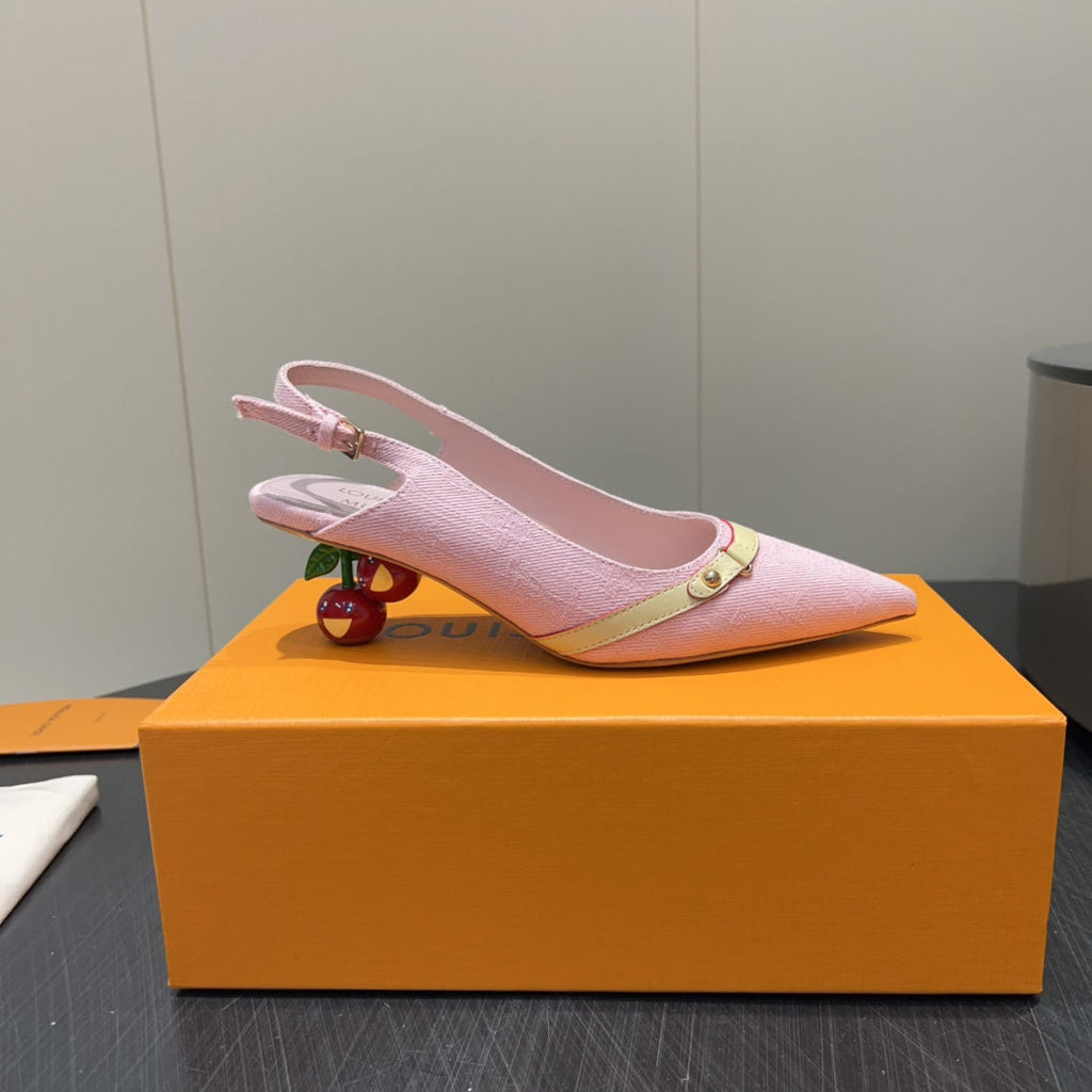 LOUIS VUITTON LV HIGH SLINGBACK 25S 55MM IN LIGHT PINK DENIM