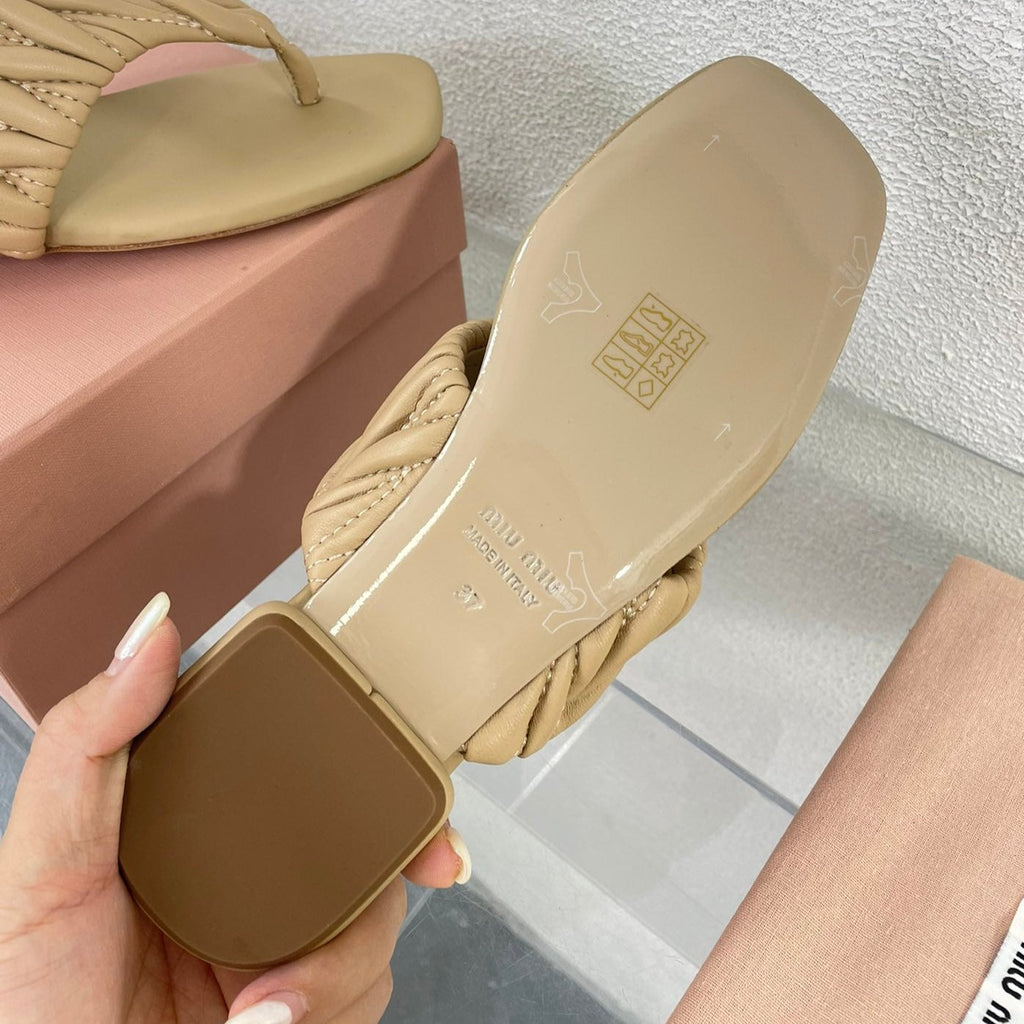 Flip-Flops Apricot Color Leather Stylized