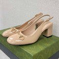 GUCCI WOMEN'S HORSEBIT SLINGBACK 75MM IN TAN BEIGE CALFSKIN