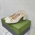 GUCCI WOMEN'S HORSEBIT SLINGBACK 75MM IN WHITE CALFSKIN