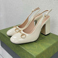 GUCCI WOMEN'S HORSEBIT SLINGBACK 95MM IN WHITE CALFSKIN