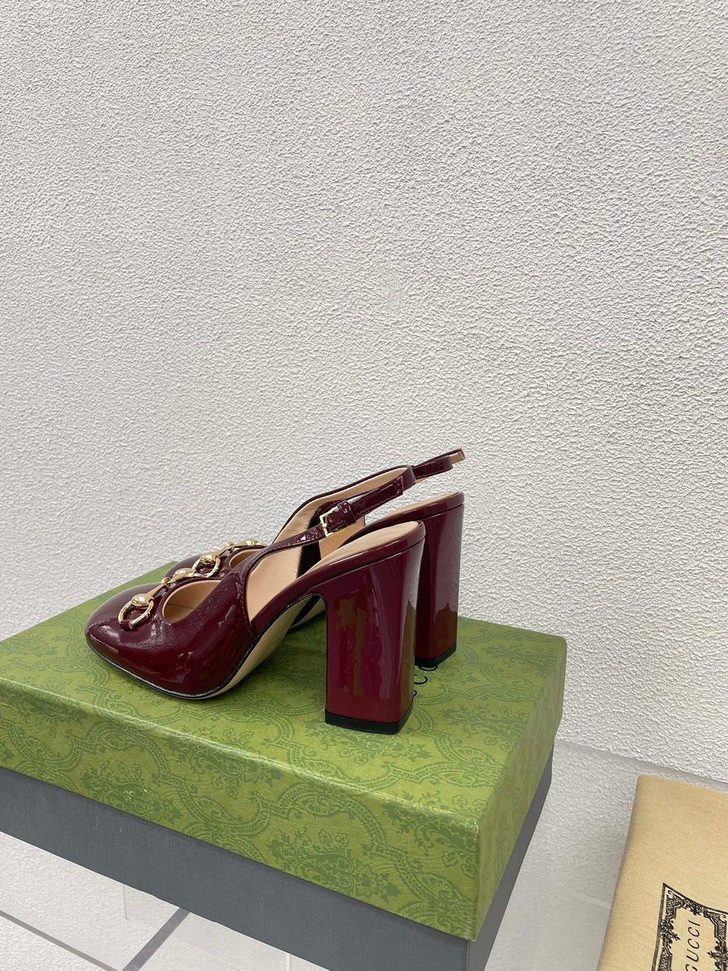 GUCCI WOMEN'S HORSEBIT SLINGBACK 95MM IN WINE RED CALFSKIN