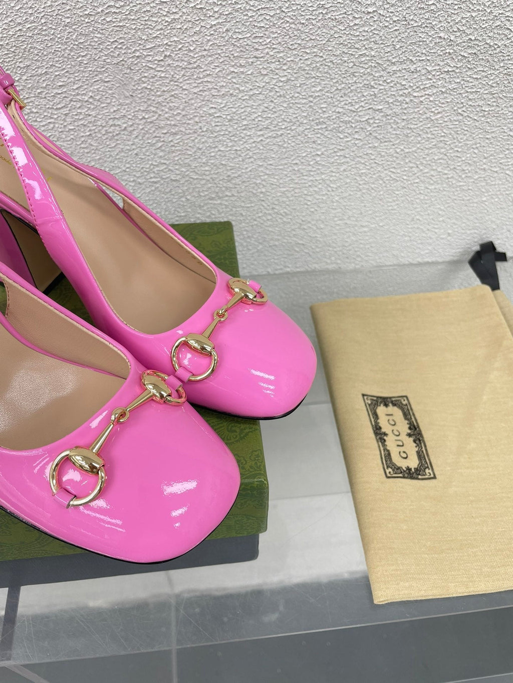 GUCCI WOMEN'S HORSEBIT SLINGBACK 95MM IN FUSICA PINK CALFSKIN