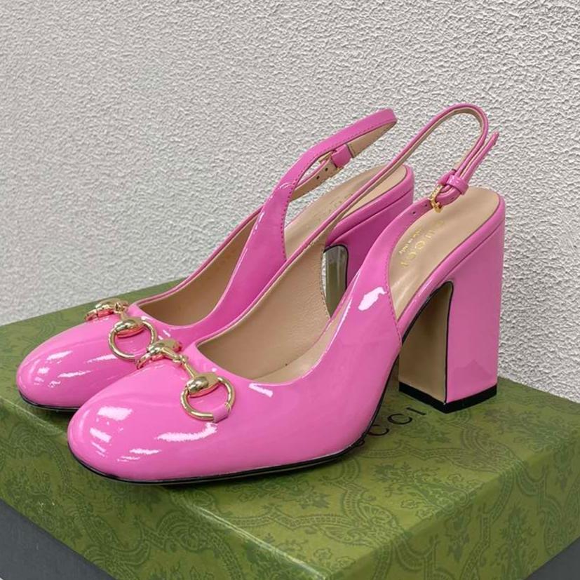 GUCCI WOMEN'S HORSEBIT SLINGBACK 95MM IN FUSICA PINK CALFSKIN