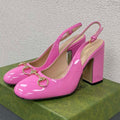GUCCI WOMEN'S HORSEBIT SLINGBACK 95MM IN FUSICA PINK CALFSKIN