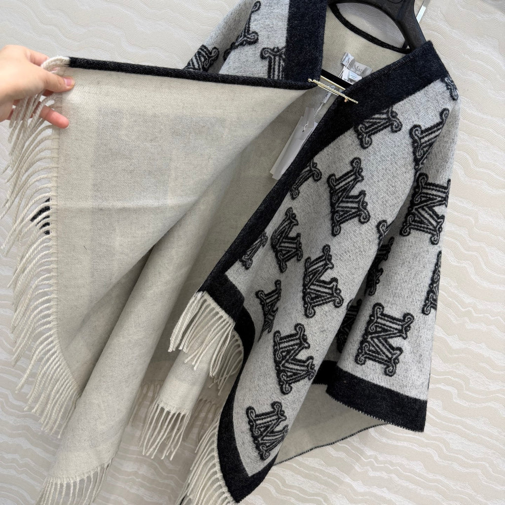 MAX MARA 25S FRINGED KNIT CAPE 164