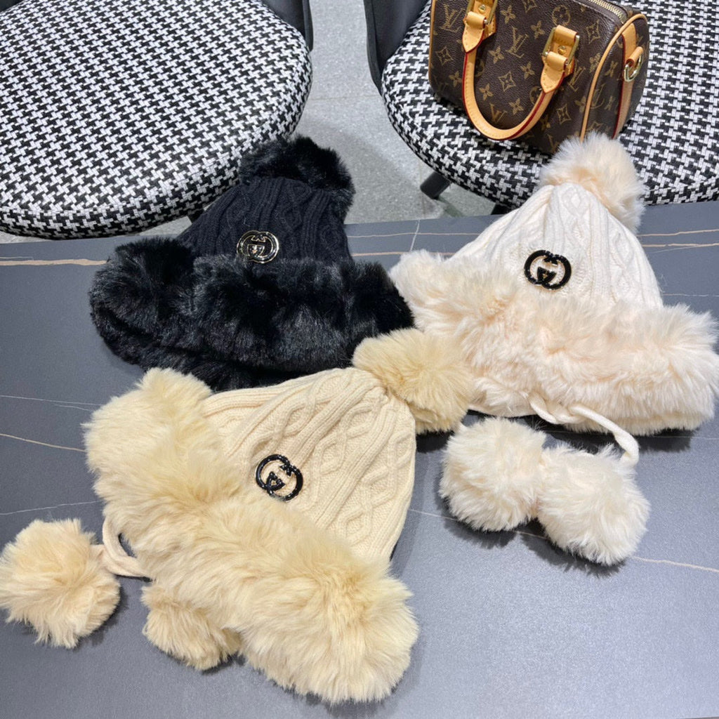 GUCCI DEERSTALKER HAT IN COOKIE TAN WOOL AND FLEECE 434697