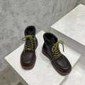 BOTTEGA VENETA HADDOCK LACE-UP ANKLE BOOT IN CHOCOLATE BROWN CALFSKIN