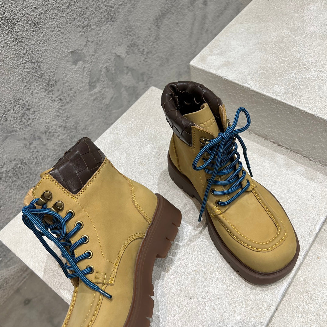 BOTTEGA VENETA HADDOCK LACE-UP ANKLE BOOT IN CIDER BROWN SUEDE