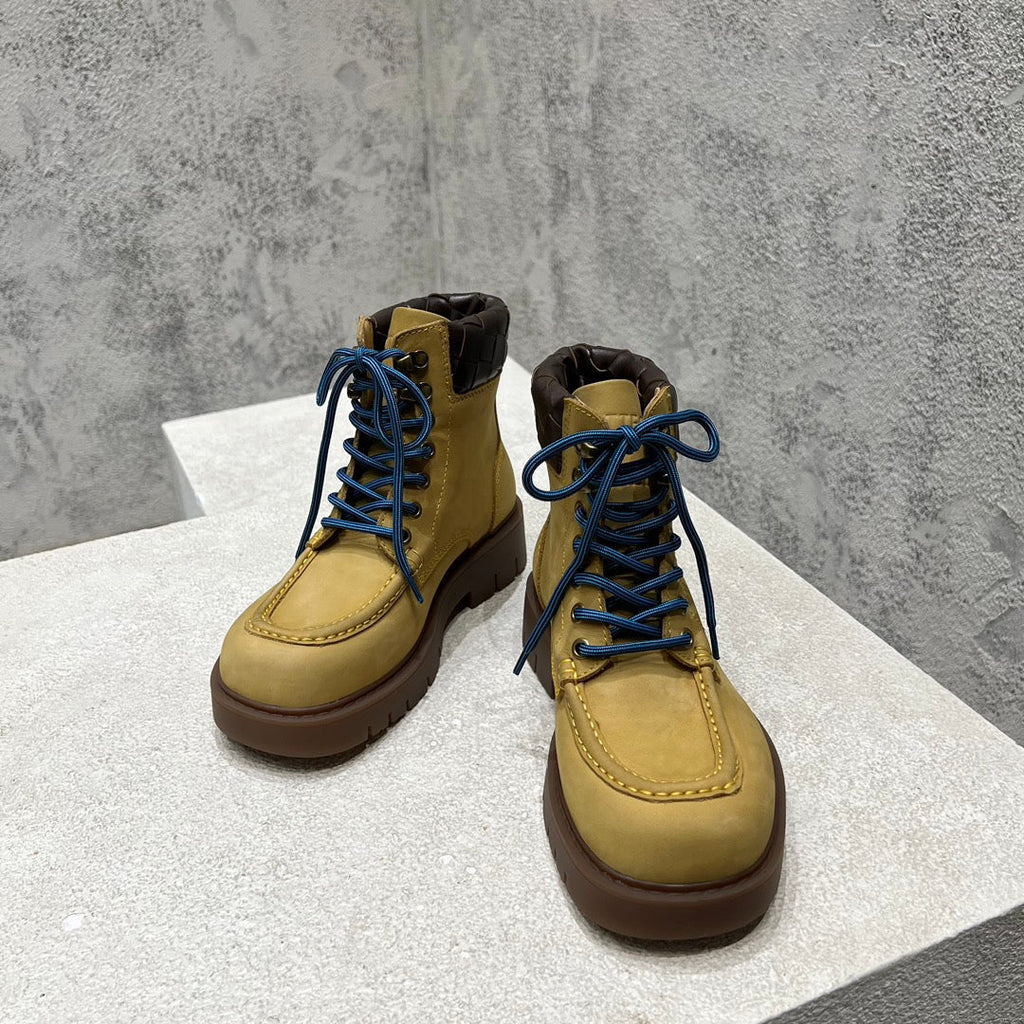 BOTTEGA VENETA HADDOCK LACE-UP ANKLE BOOT IN CIDER BROWN SUEDE