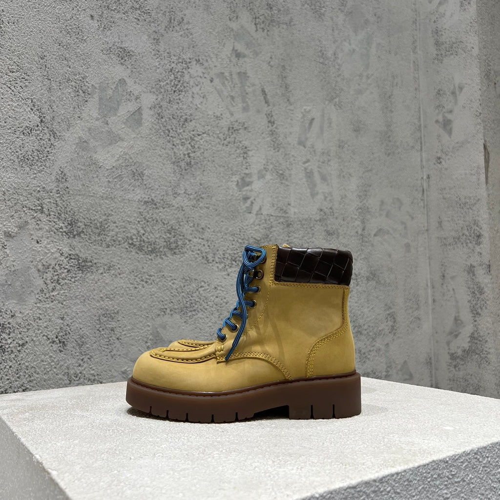BOTTEGA VENETA HADDOCK LACE-UP ANKLE BOOT IN CIDER BROWN SUEDE
