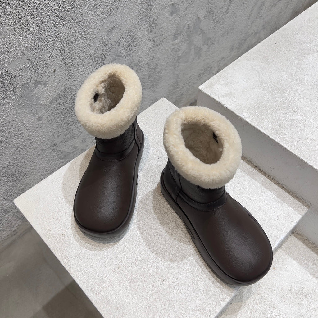 BOTTEGA VENETA ANKLE BOOTS IN CHOCOLATE BROWN LAMBSKIN WITH SHEARLING LINING