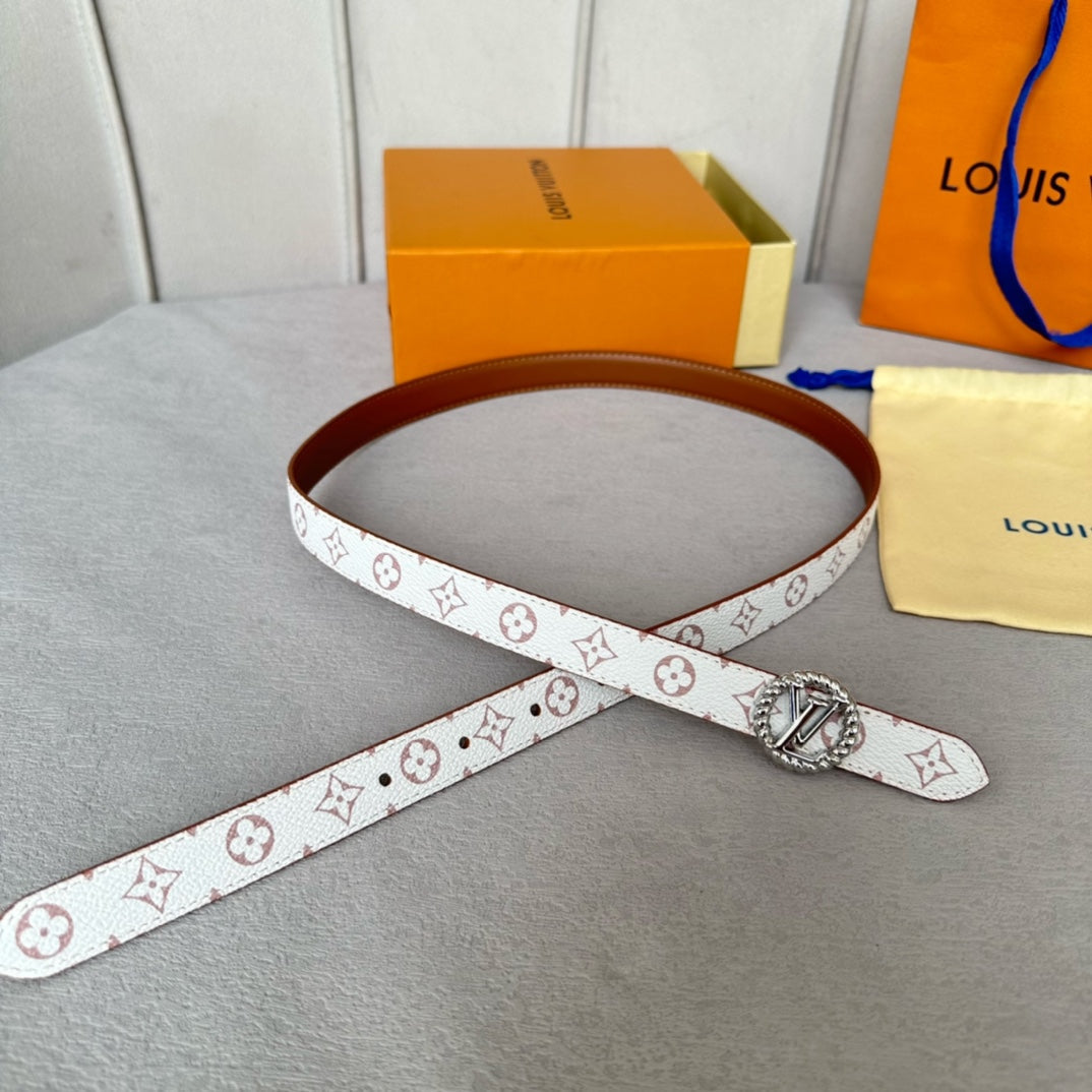 LOUIS VUITTON LV S-LOCK BELT 20 MM IN BRONZE BROWN CALFSKIN AND CIRCLE SILVER HARDWARE