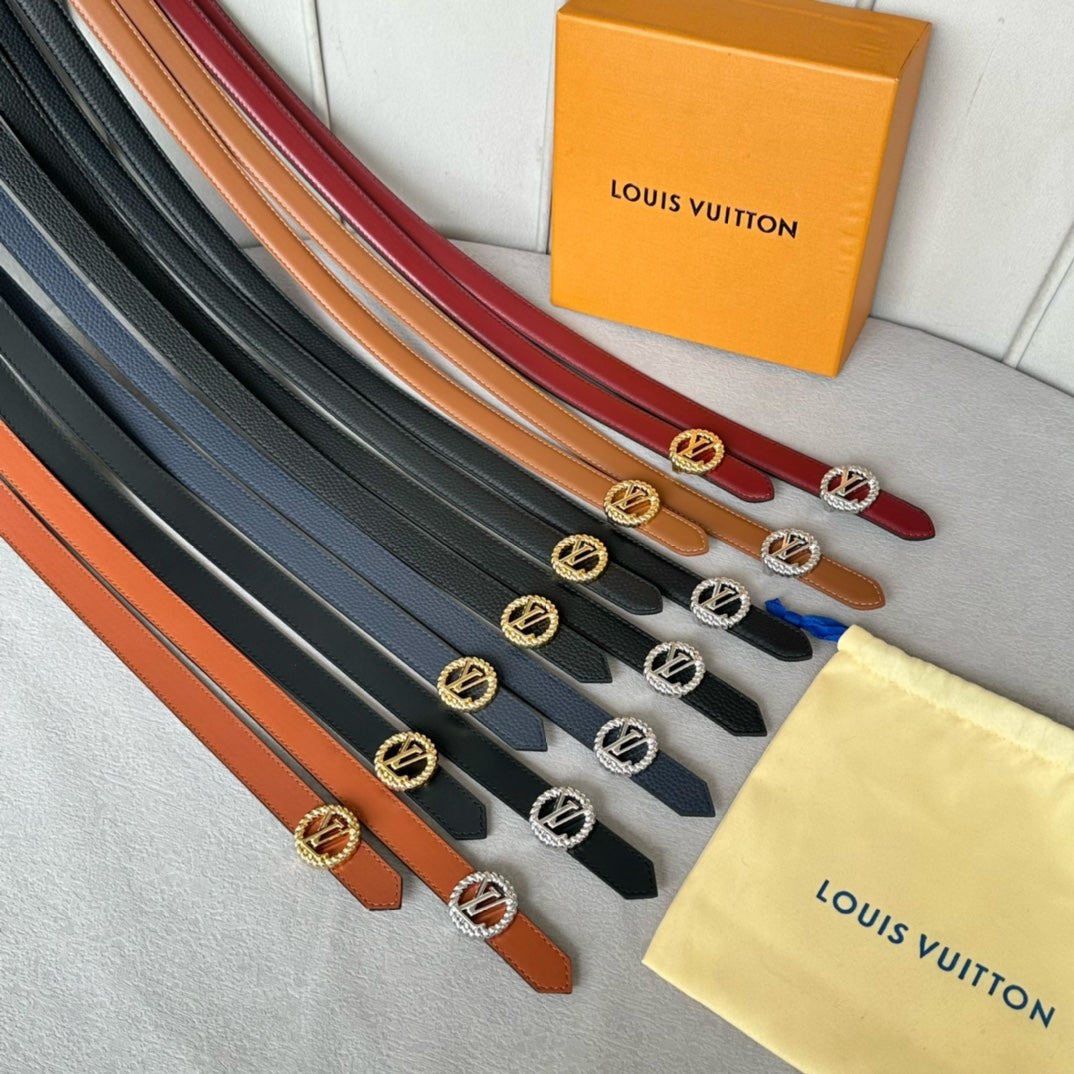 LOUIS VUITTON LV Circle Nautical 20mm Reversible Belt Gold Buckle Black Brown Lambskin