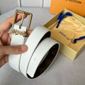 LOUIS VUITTON LV Bloom 30mm Belt Gold Buckle White Brown Leather