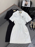 GUCCI SHORT-SLEEVE DRESS WITH ADJUSTABLE WAIST TIE