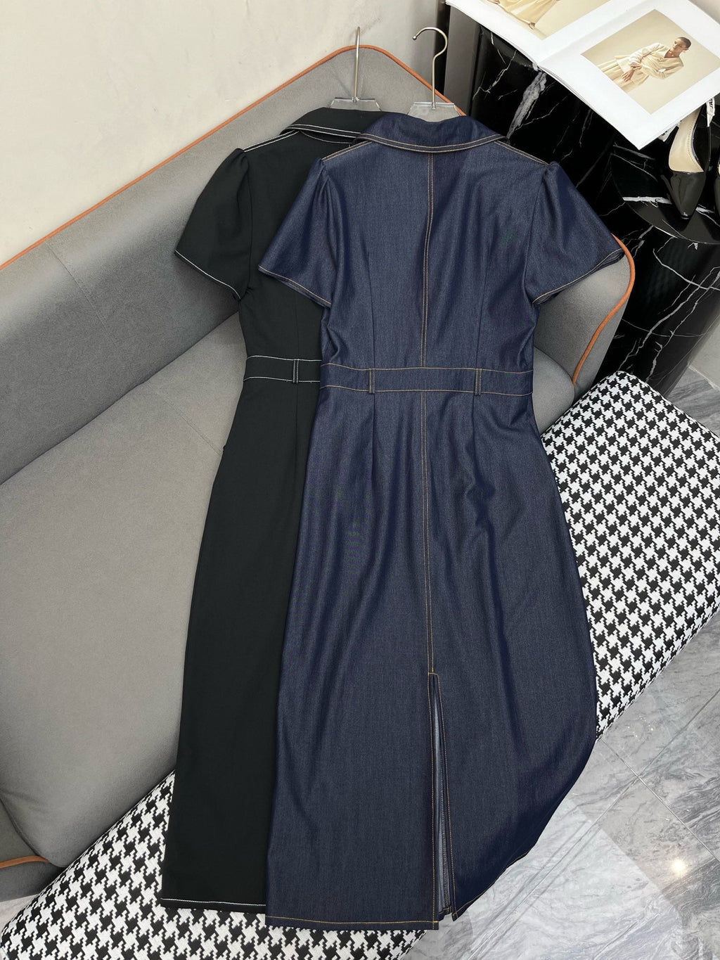 GUCCI LONG SHIRT DRESS IN PAPER DENIM