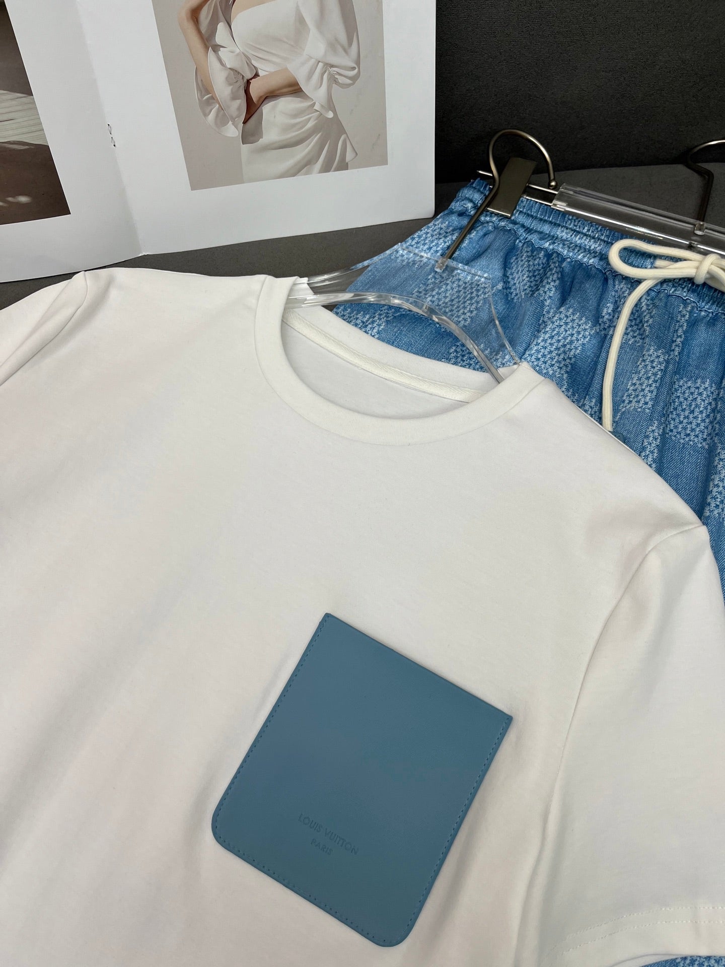 LOUIS VUITTON LV T SHIRT AND WIDE LEG PANTS SET BLUE 25S IN POLYESTER 266642