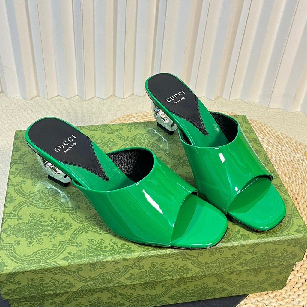 GUCCI Women's Heeled Sandals Glossy Forest Green