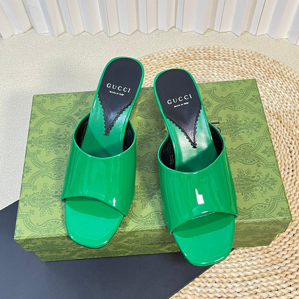 GUCCI Women's Heeled Sandals Glossy Forest Green
