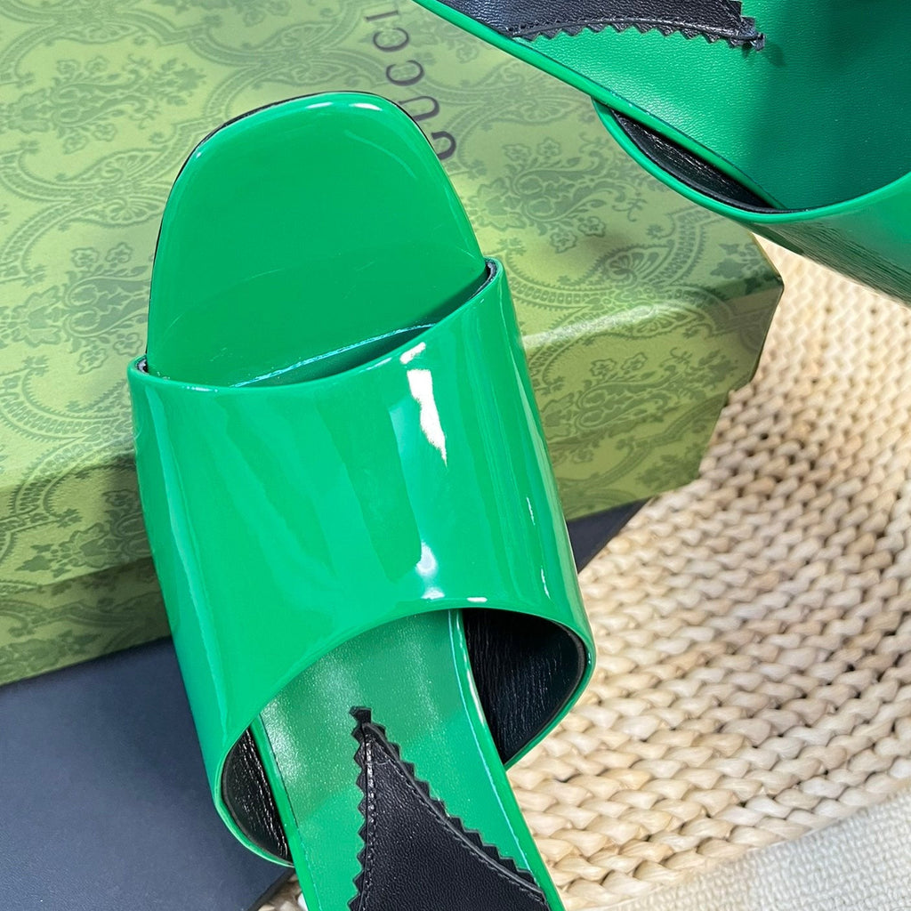 GUCCI Women's Heeled Sandals Glossy Forest Green