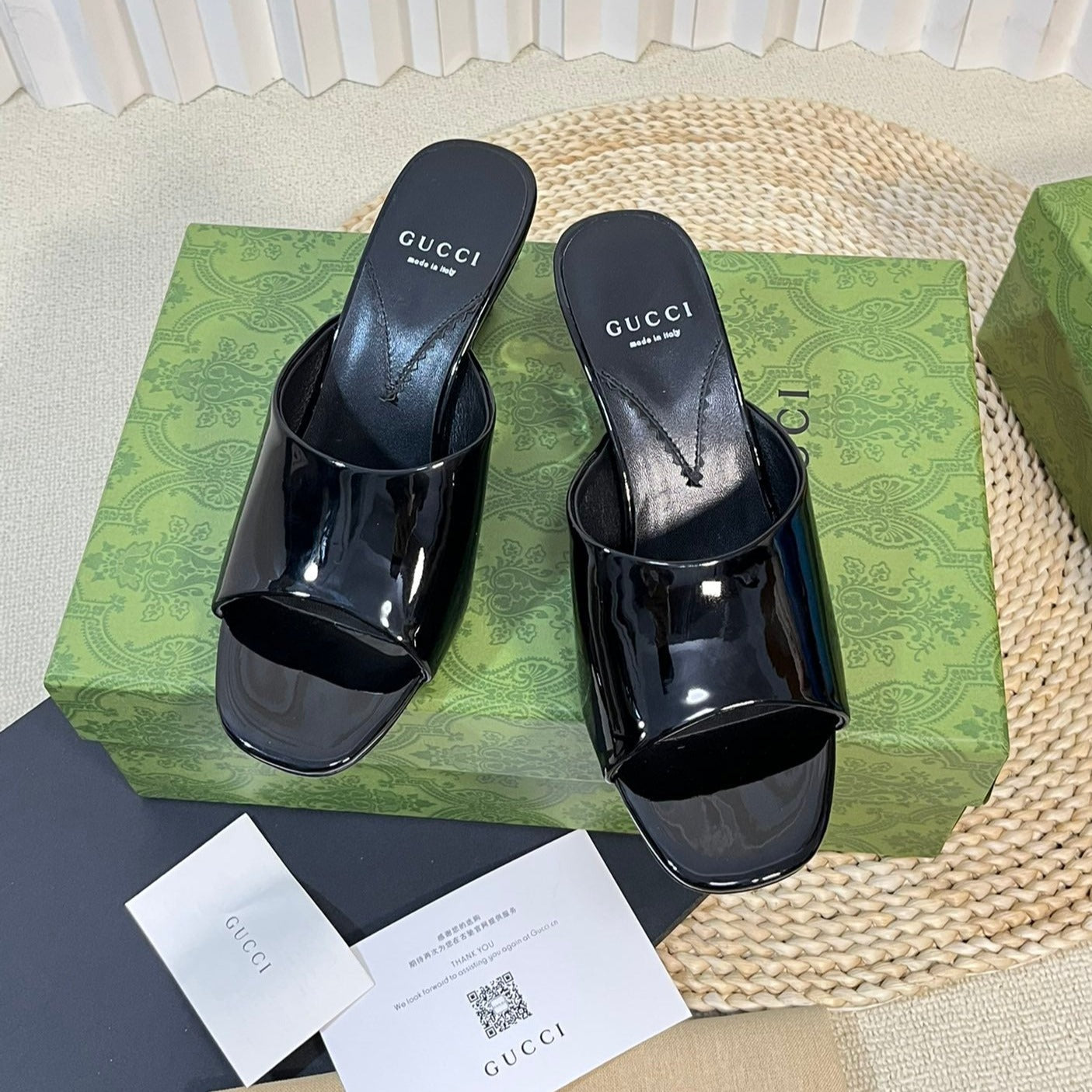 GUCCI Women's Heeled Sandals Glossy Black