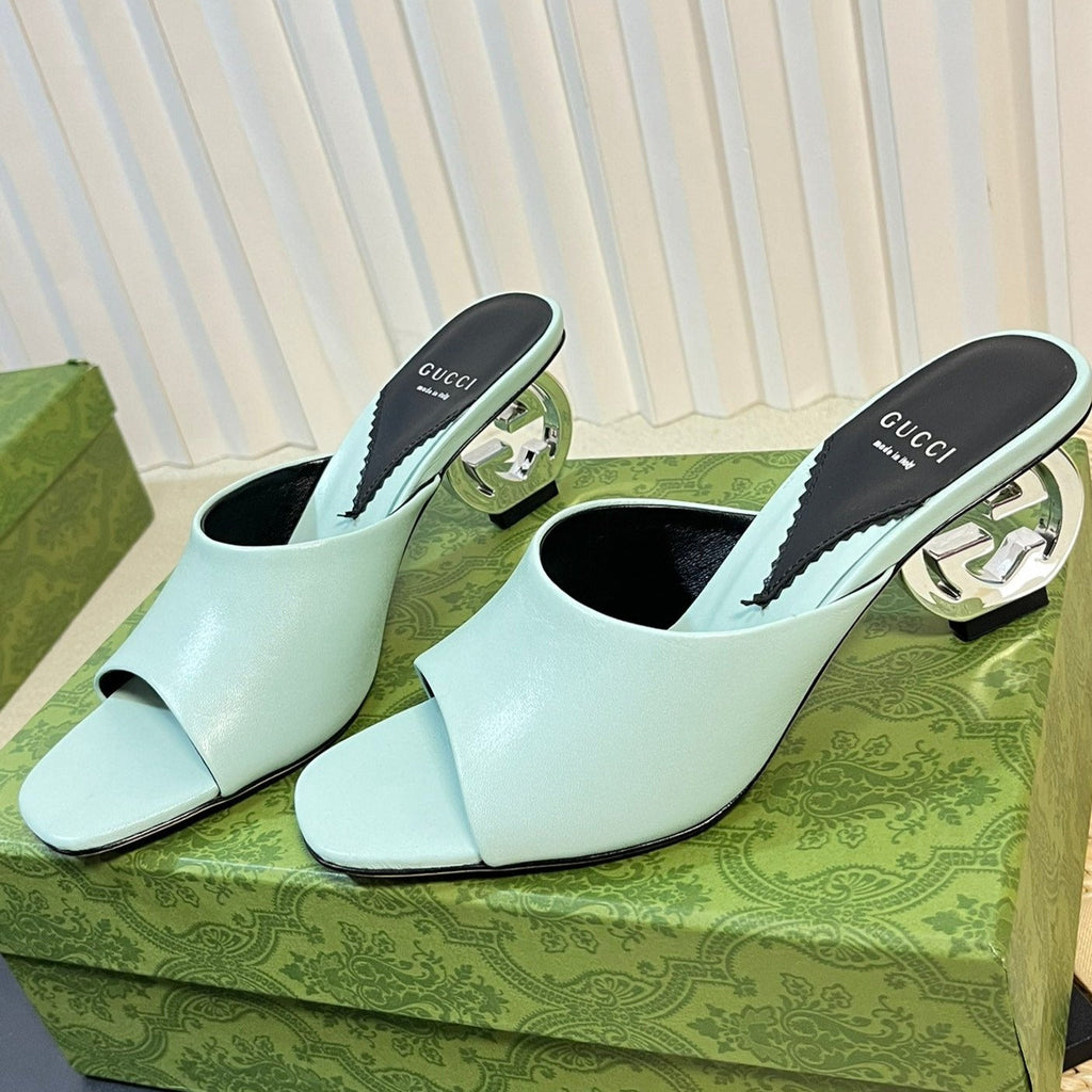 GUCCI Women's Heeled Sandals Vivid Sky Blue