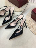 GUCCI HIGH SLINGBACK PUMP 10 CM IN BLACK GLOSSY CALFSKIN