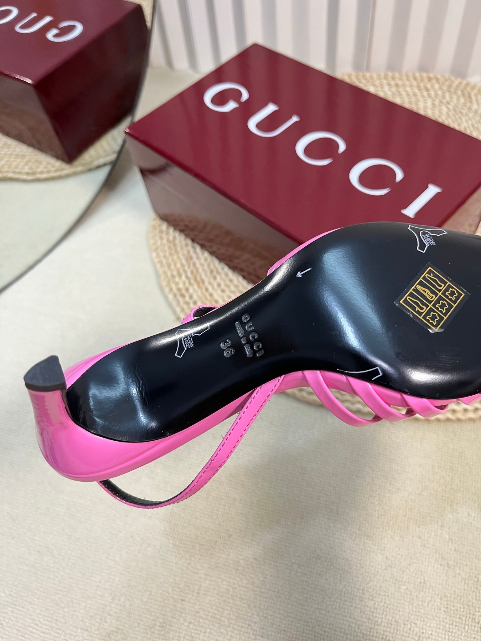 GUCCI SLINGBACK PUMP 6 CM IN FUSCIA PINK GLOSSY CALFSKIN