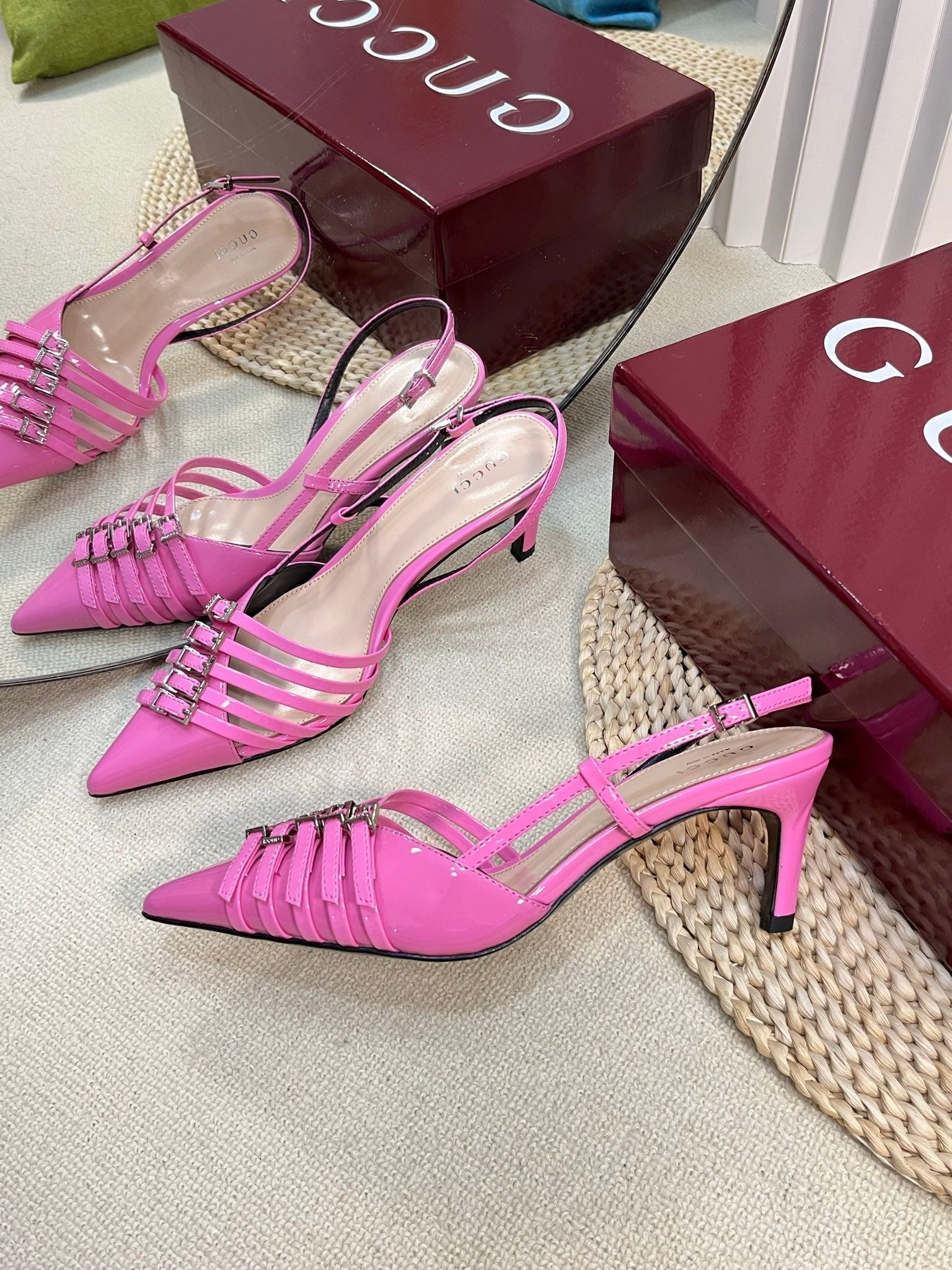 GUCCI SLINGBACK PUMP 6 CM IN FUSCIA PINK GLOSSY CALFSKIN
