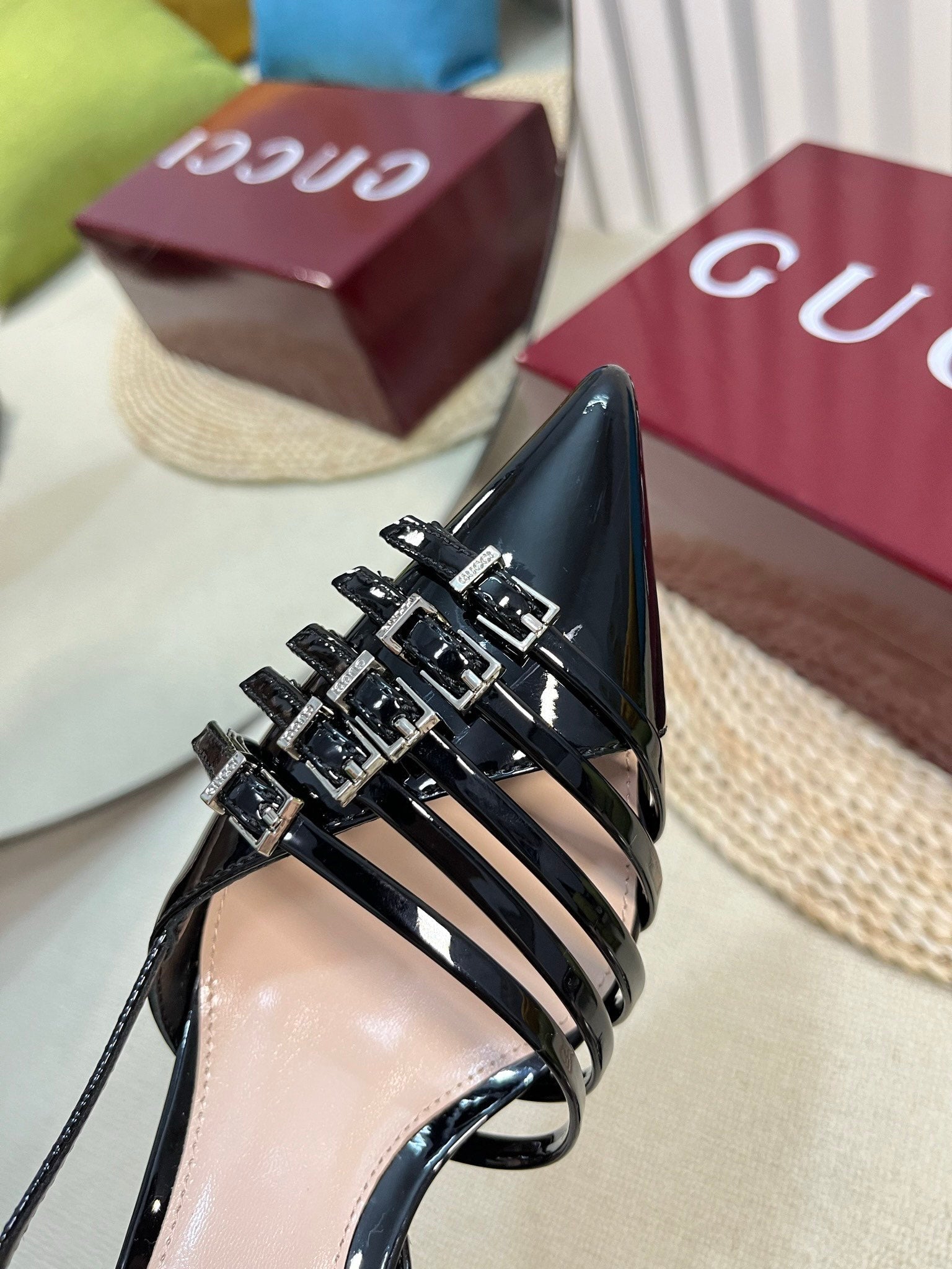GUCCI SLINGBACK PUMP 6 CM IN BLACK GLOSSY CALFSKIN