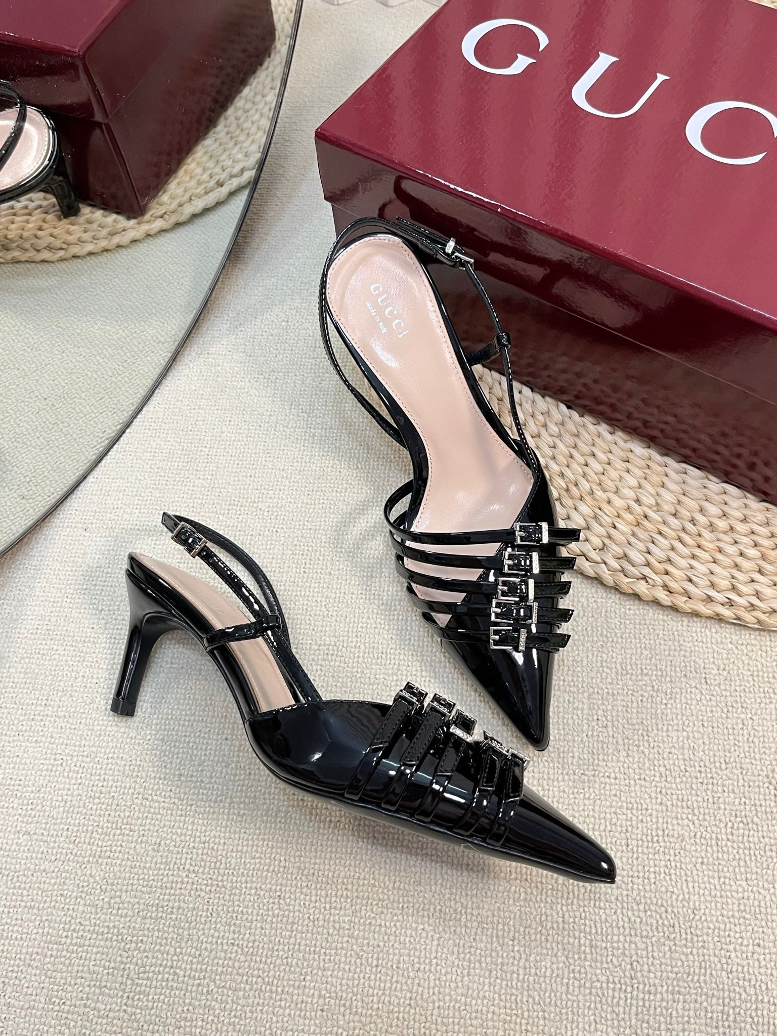 GUCCI SLINGBACK PUMP 6 CM IN BLACK GLOSSY CALFSKIN