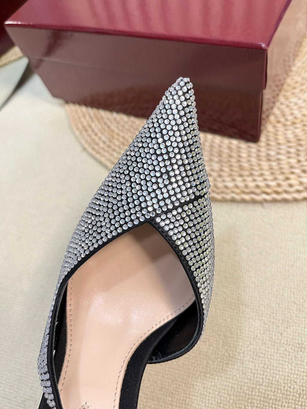 GUCCI HIGH SLINGBACK 10 CM IN BLACK SILK WITH FULL RHINSTONES
