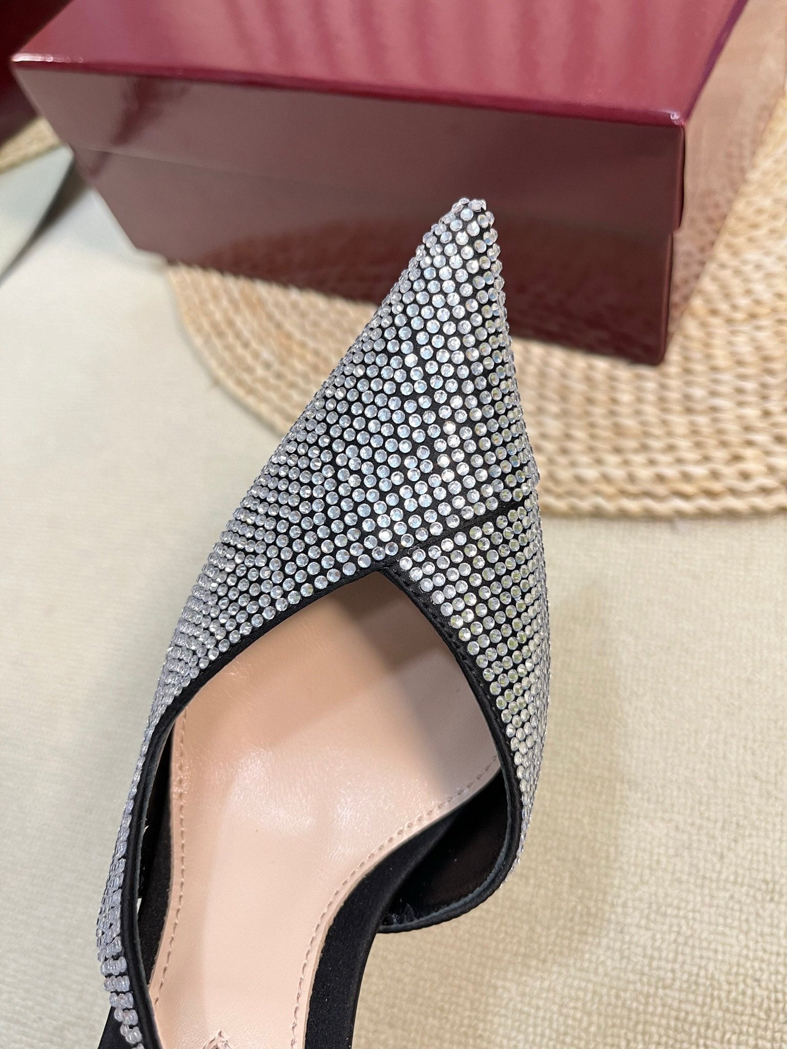 GUCCI HIGH SLINGBACK 10 CM IN BLACK SILK WITH FULL RHINSTONES