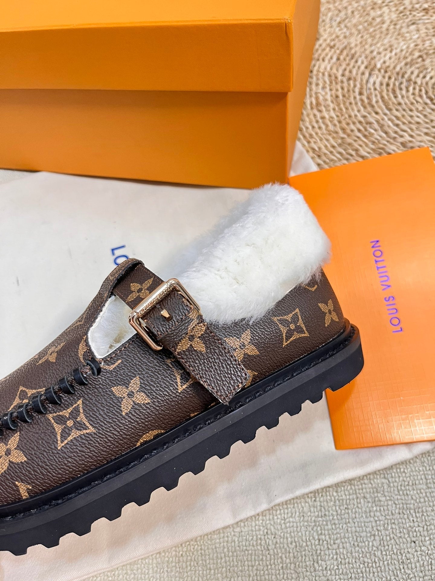 LOUIS VUITTON COLORADO COMFORT MARY JANE IN CHOCOLATE BROWN MONOGRAM CALFSKIN AND SHEARLING LINING