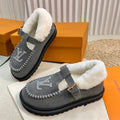LOUIS VUITTON COLORADO COMFORT MARY JANE IN SHADOW GRAY SUEDE AND SHEARLING LINING