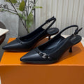 LOUIS VUITTON HIGH SLINGBACKS 5 CM IN BLACK CALFSKIN