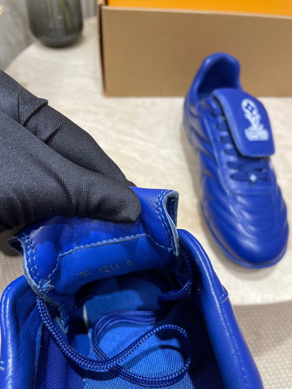 LOUIS VUITTON FOOTPRINT SOCCER SNEAKER IN COBALT BLUE CALFSKIN