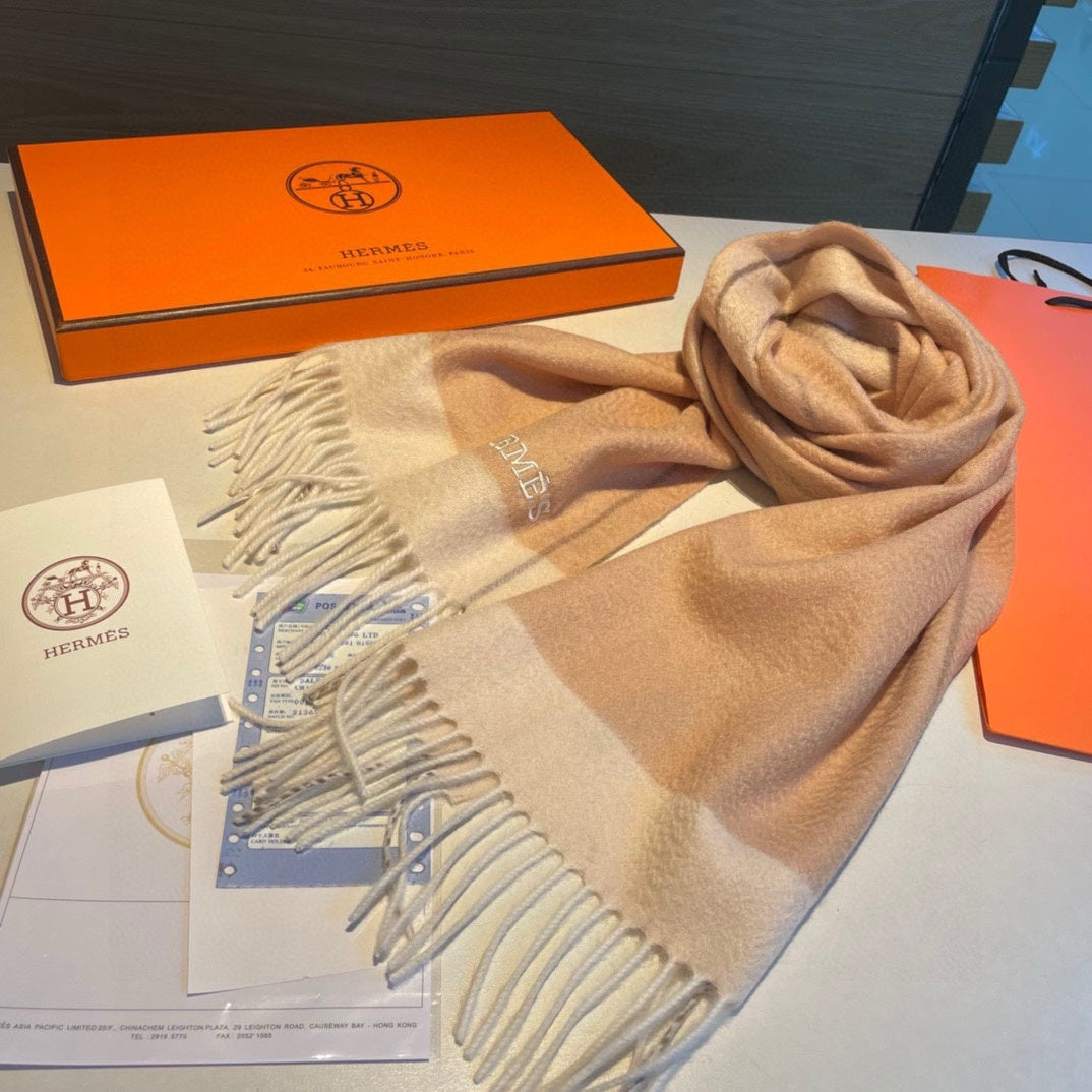 HERMES SCARF 180 CM IN CAMEL BEIGE MIX WHITE CASERE 366048