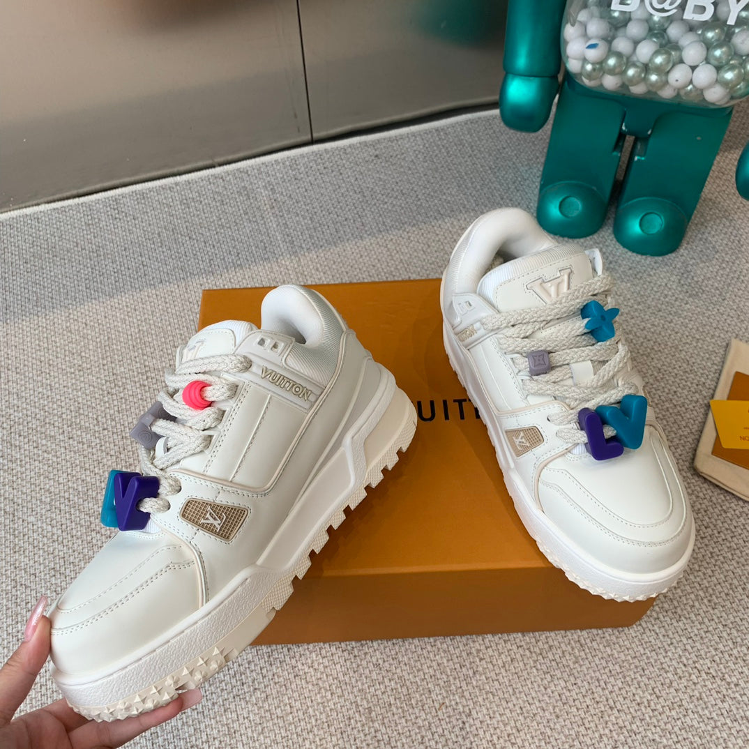 LOUIS VUITTON LV TRAINER MAXI SNEAKER IN WHITE CALFSKIN