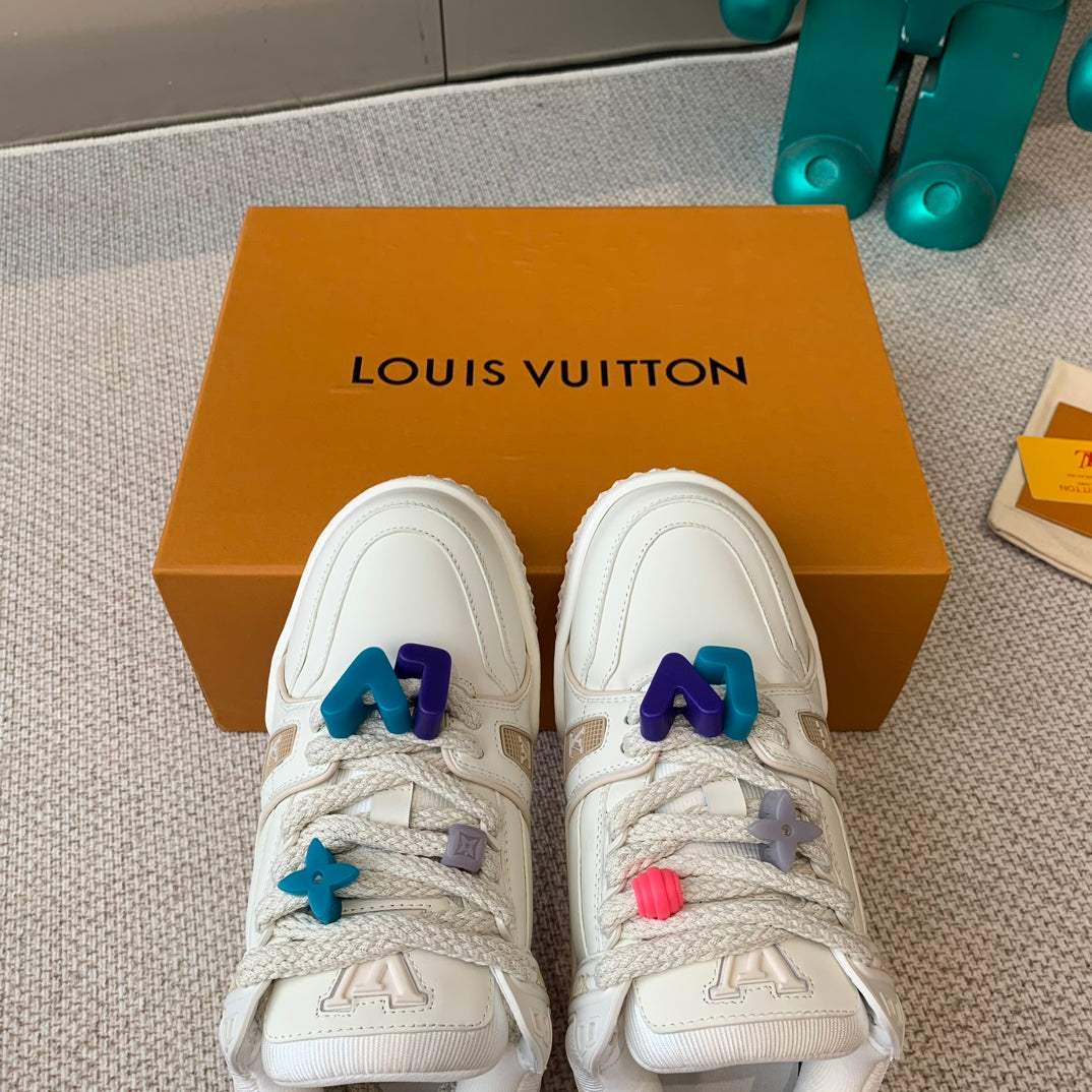 LOUIS VUITTON LV TRAINER MAXI SNEAKER IN WHITE CALFSKIN