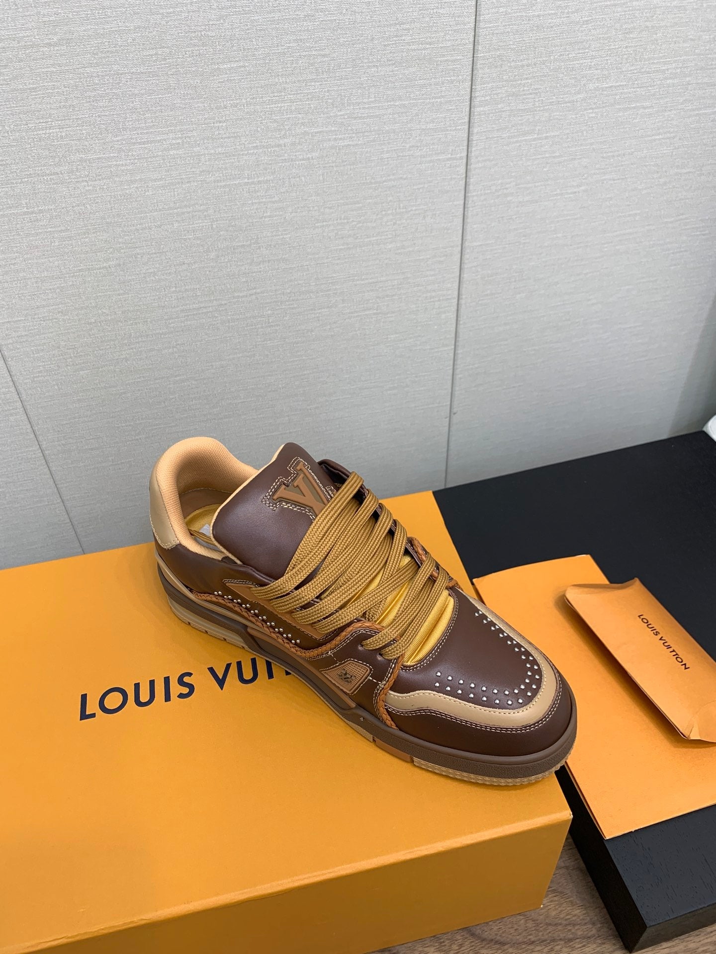 LOUIS VUITTON LV WOMEN'S TRAINER IN MARRON CALFSKIN